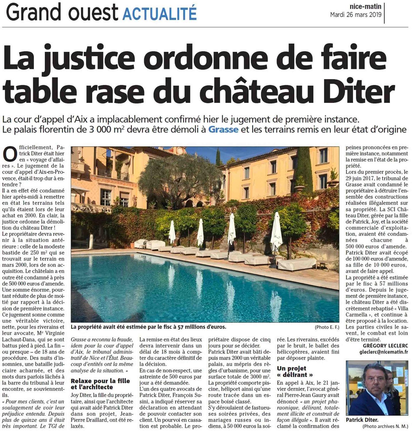 Droit pénal de l'urbanisme : la cour d'appel d'Aix-en-Provence confirme la démolition du château Diter
